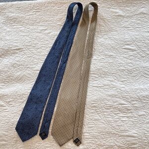 TWO Pronto Uomo Ties - Navy Paisley and Gold